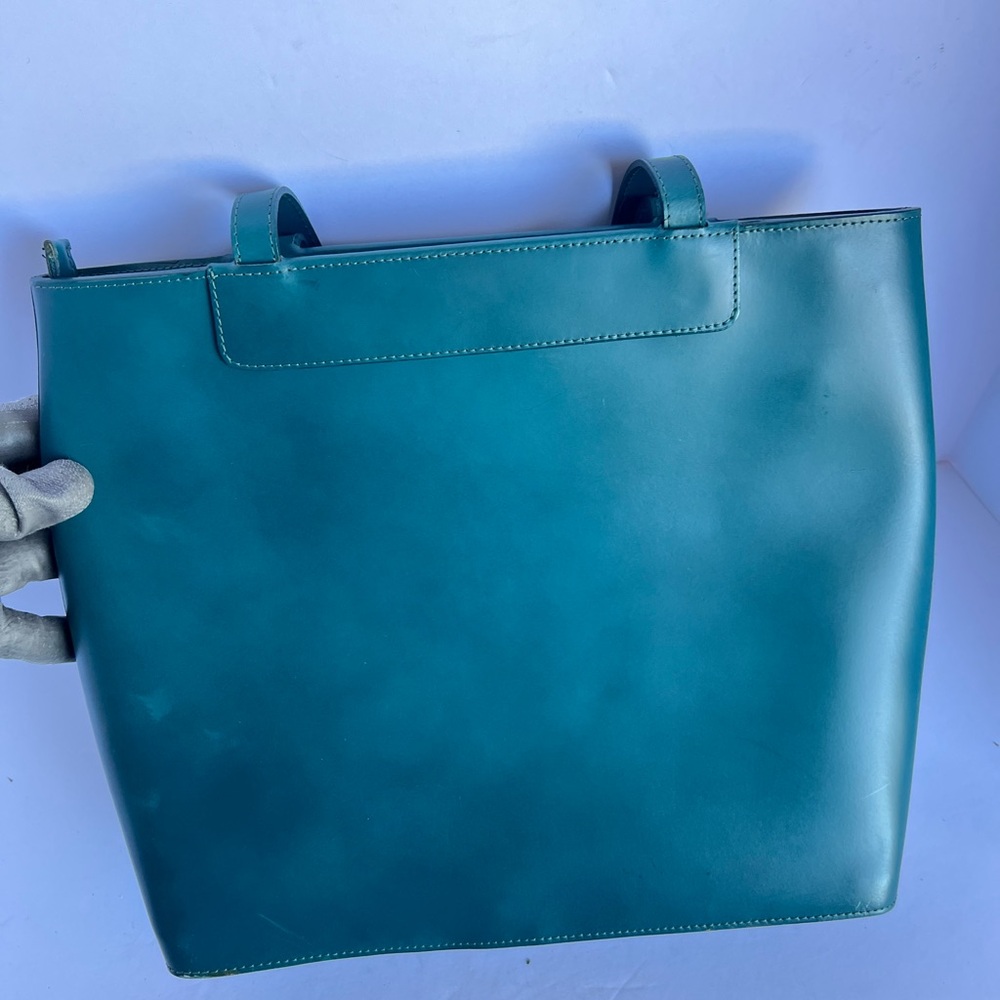 Teal Leather Tote by Lamarthe - Picture 3 of 12